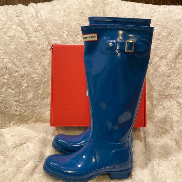 HUNTER gloss tall rain ☔️ boots size 5, 35/36 in turquoise color. - Picture 2 of 7
